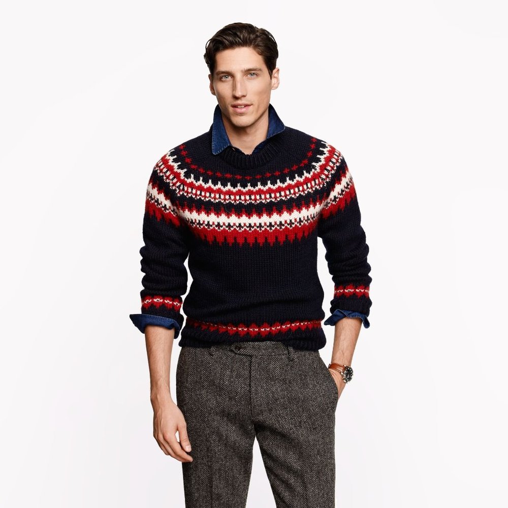 J. Crew Ramsey Fair Isle Sweater in Dark Navy for Men - Size Large